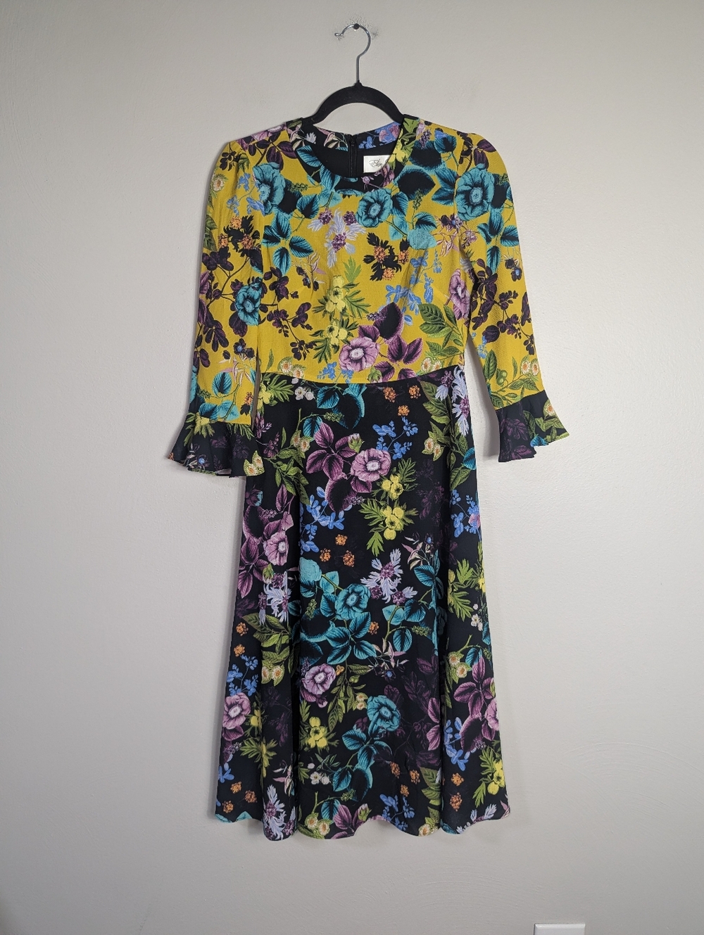 0 Eliza J Colorblock Floral Print Midi Dress - Picture 2 of 5